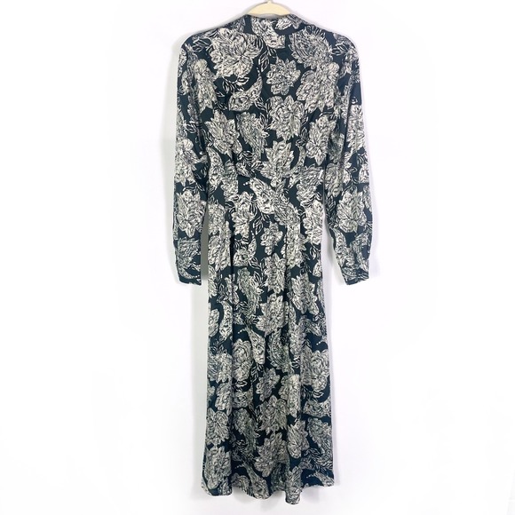 Shoshanna Essie Dress Black Ivory Floral Print Long Sleeve Shirt Dress Size 6 - Picture 11 of 15